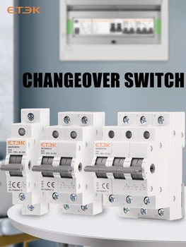 ETEK DIN-Schiene MTS Dual Power Manueller Transferschalter Modularer Umschalter Verriegelungsleistungsschalter 1P 2P 4P 40A 230V EKCS101