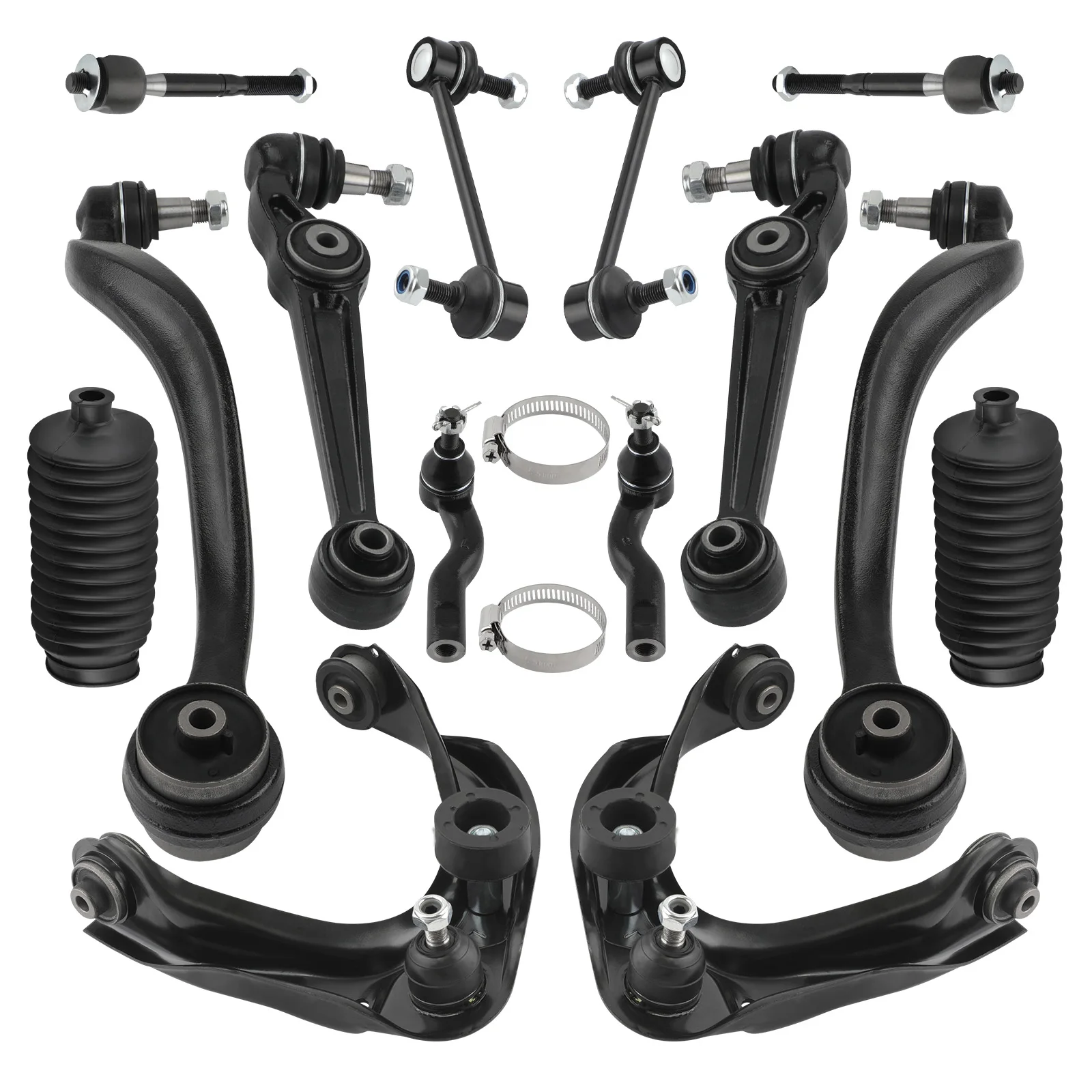 14 Piece Steering Suspension Kit Control Arms Tie Rods Sway Bar for Ford Fusion Front Upper & Lower for Lincoln MKZ 2011 - 2012