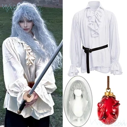 Griffith White Eagle Anime Cosplay Costume Prop White Curl Wig Medieval Male Vintage Tops Belt Knight Suit Red Necklace Roleplay