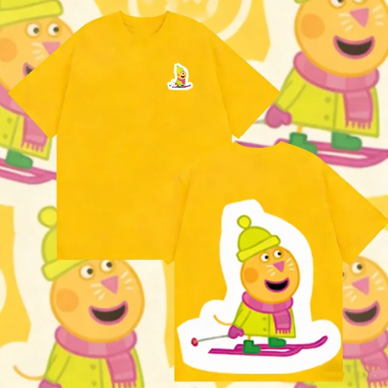 

2025-26, летняя футболка из 100% хлопка с принтом «Свинка Пеппа», брендовая детская и унисекс, дышащая, свободная, повседневная, унисекс