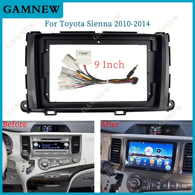 Dashboard Frame Car Audio Multimedia Stereo Frame 9 Inch for Toyota Sienna 2010-2014 Car Interior Android Video DVD Player