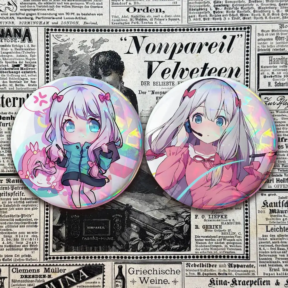 E-Eromanga S-Sensei Izumi Sagiri Button Badge 2PC Sets for Bags & Clothes & Accessories Metal Pin Stylish Decoration
