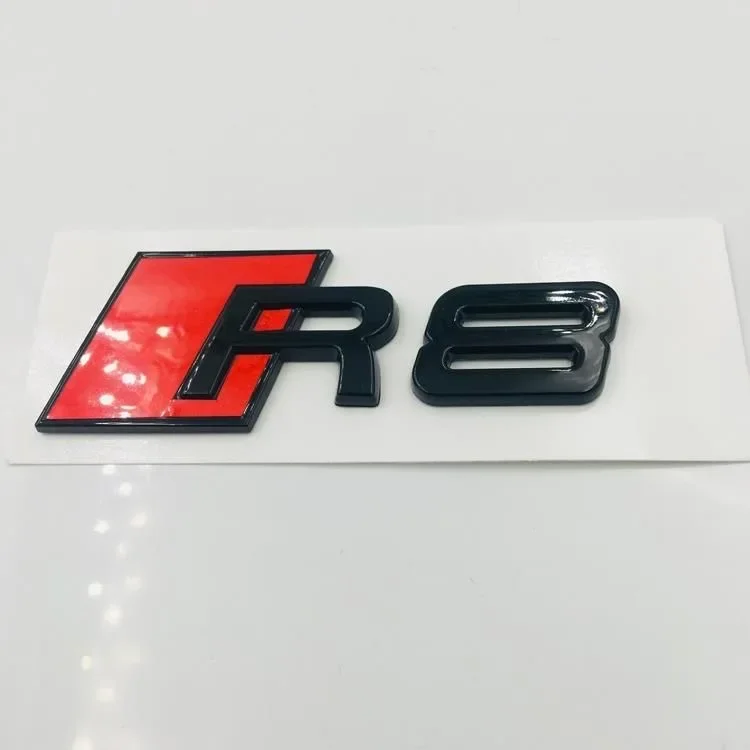 AUDI R8 4Ring logo ABS Black Car Hood Front Grill Emblem Rear Trunk Badge Sticker R8 Sticker V10 Emblem Car Accessories