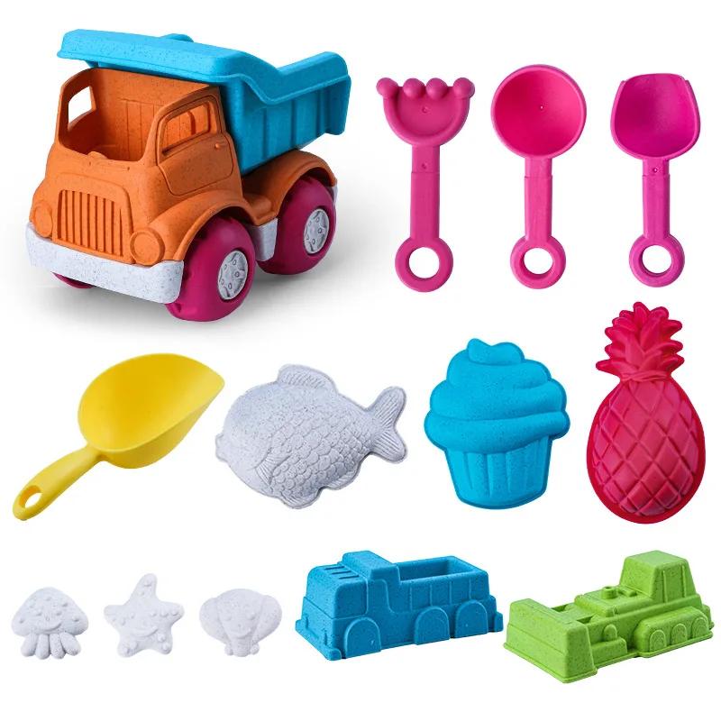 13Pcs Beach Toy Set Sand Molde Tools Set Summer Play Sand Tools Straw Children Summer Toys Kids Sandbox Set Kit Children Set