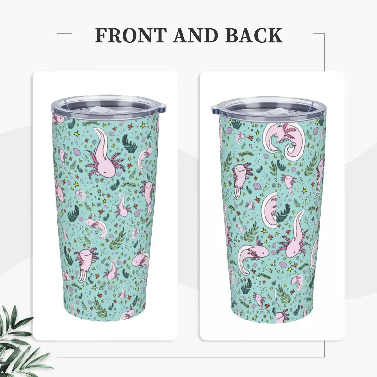 Axolotl Animal Insulated Tumbler with Straws Lid Cute Salamander Vacuum Travel Coffee Mugs Office Home Thermos Bottle Cup 20oz