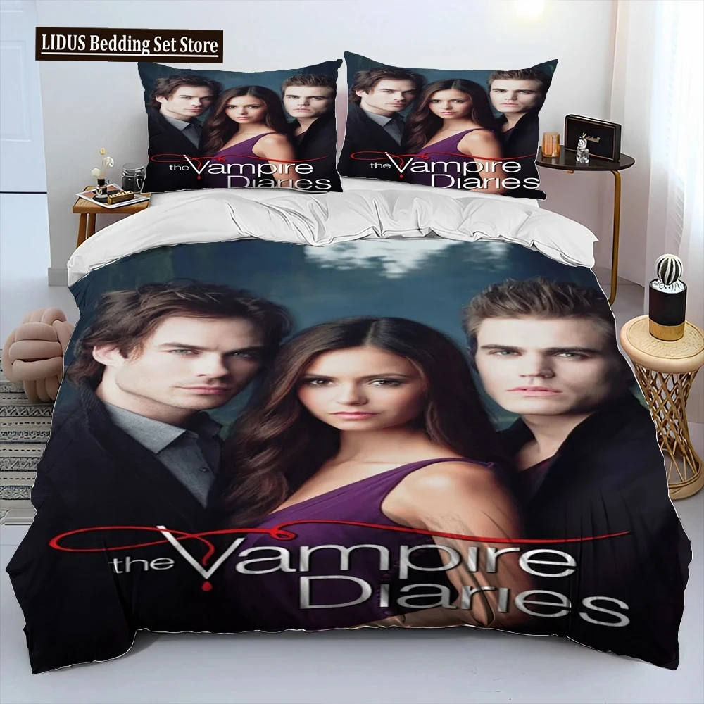 

The Vampire Diaries Comforter Bedding Set,Duvet Cover Bed Set Quilt Cover Pillowcase,King Queen Size Bedding Set For Adult Boys