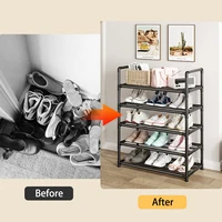 Étagère à chaussures en métal à plusieurs niveaux, organiseur de chaussures grande capacité pour entrée, placard, garage, étagère à chaussures pour salon 4