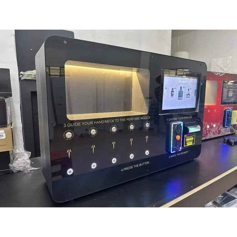 

Автоматический настенный диспенсер для парфюмерии и одеколона с сенсорным экраном и системой оплаты