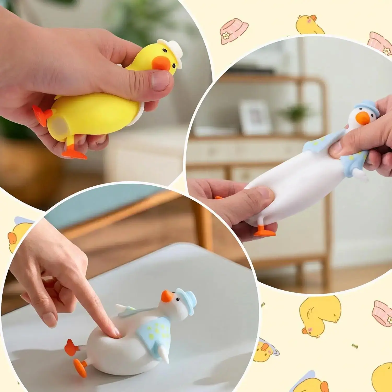 Cute Dress Up Yellow Duck Squishy Toy Changeable Clothes Slow Rising TPR Squeeze Sensory Stress Relief Creative Gift