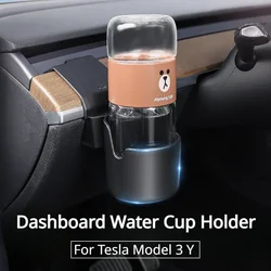 Dashboard Water Cup Holder for Tesla Model 3 Y Central Control Phone Holder Organizer Left Storage Box Car Interior Accessories