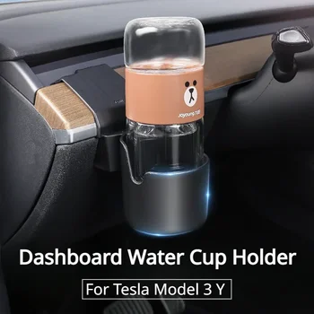 Dashboard Waterbekerhouder Voor Tesla Model 3 Y Centrale Bediening Telefoonhouder Organizer Links Opbergdoos Auto Interieuraccessoires