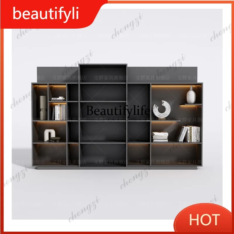 A139 Boss's office, document information cabinet, high-end storage background, high cabinet against the wall, bookcase
