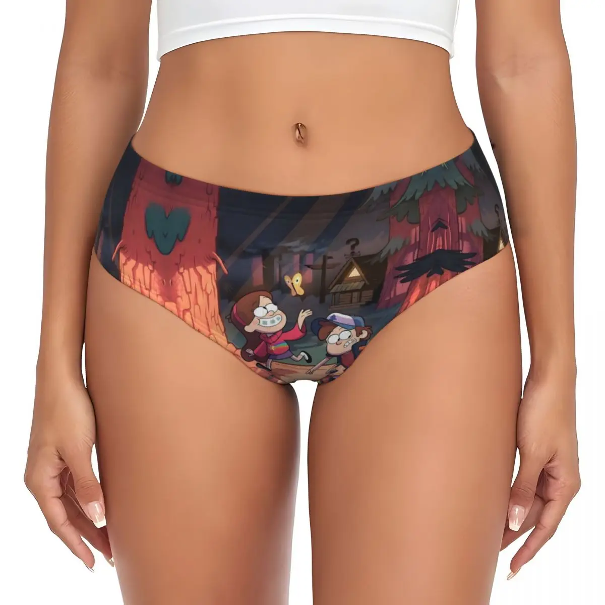 Personalizado Gravity Falls Desenhos Animados Breve Calcinha Feminina Respirável Estiramento Anime Roupa Interior Engraçada
