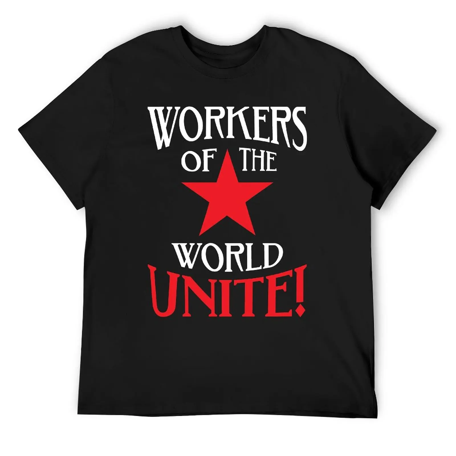 Adult T-shirt Humor Graphic Top QualityFresh Tees Workers Of The World Unite Red Star & Tees Graphic Cool Leisure Eur Size