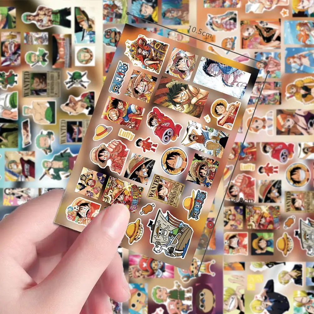 8-teiliges One Piece Anime Cartoon Charakter Aufkleber-Set, Wasserfeste Gestanzte Sticker für DIY Scrapbook, Journal-Dekoration und Abziehbilder
