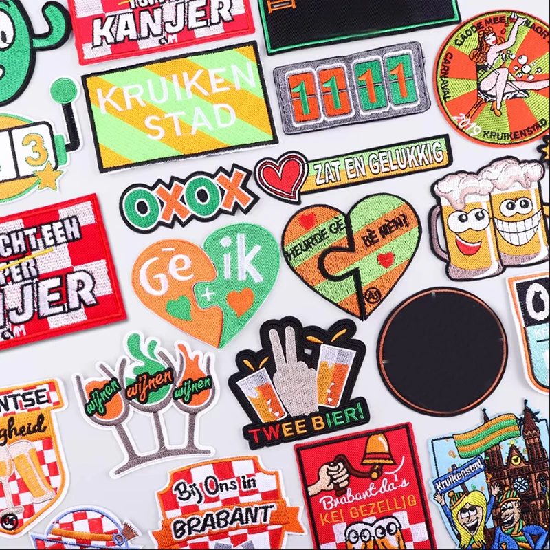 Kruikenstad Peeënrijk Beer Carnaval Embroidery Patch for Clothing Iron on Patches on Clothes Netherland Embleem Party Applique
