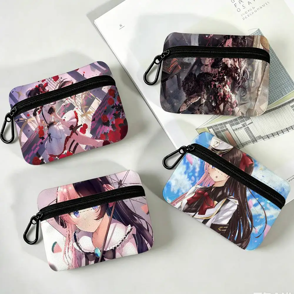 T-Tachibana H-Hinano Oxford Cloth Zipper Coin Purse Portable Hanging Key Pouch Organizer For Travel Cosmetic Bag