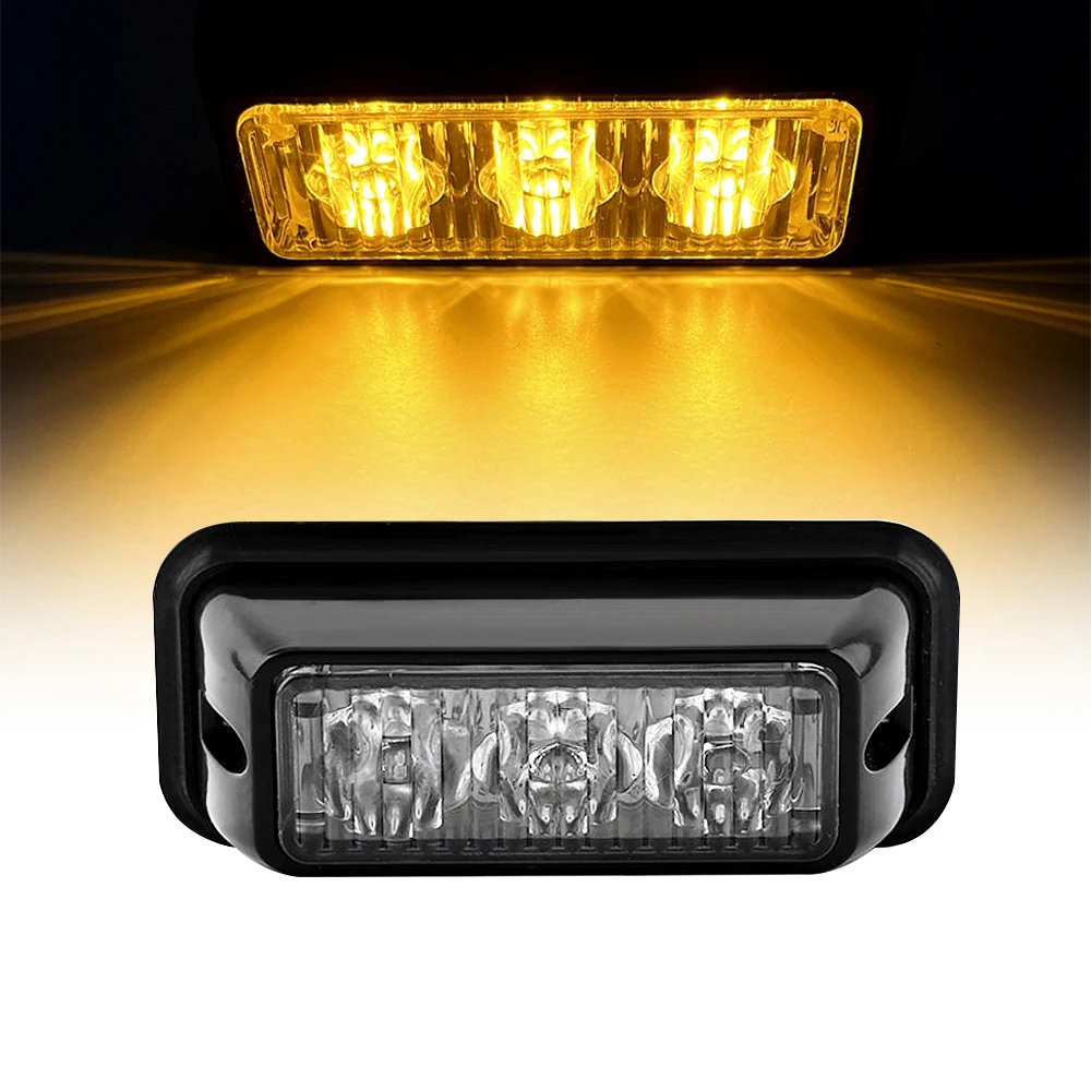 (2pcs/set) 3 LED Waterproof Car Vehicle Surface Mount Grille Deck Emergency Strobe Light LED Flashing Lights Head 12V 24V