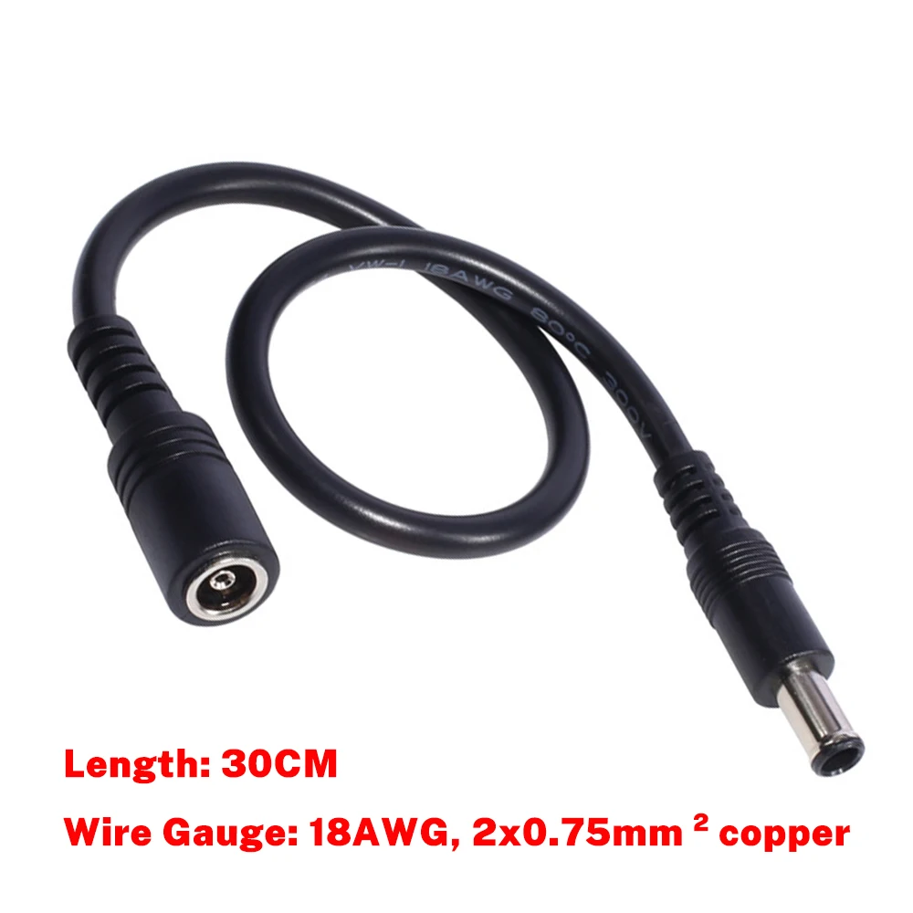 18AWG DC Power Plug 6.5x4.4mm Male to 6.5x4.4mm Female Charging Cord for Laptop DC6044 Extend Line 30cm