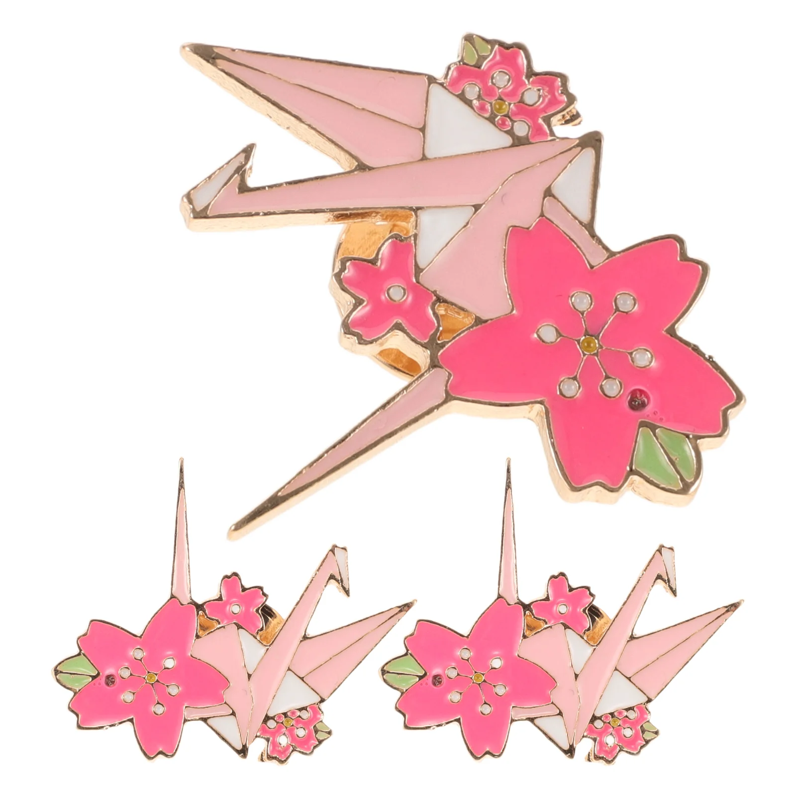 

3 Pcs Brooch Metal Badge Pin Japanese Enamel Suspenders Cartoon for Cardigans Zinc Alloy Origami Lapel