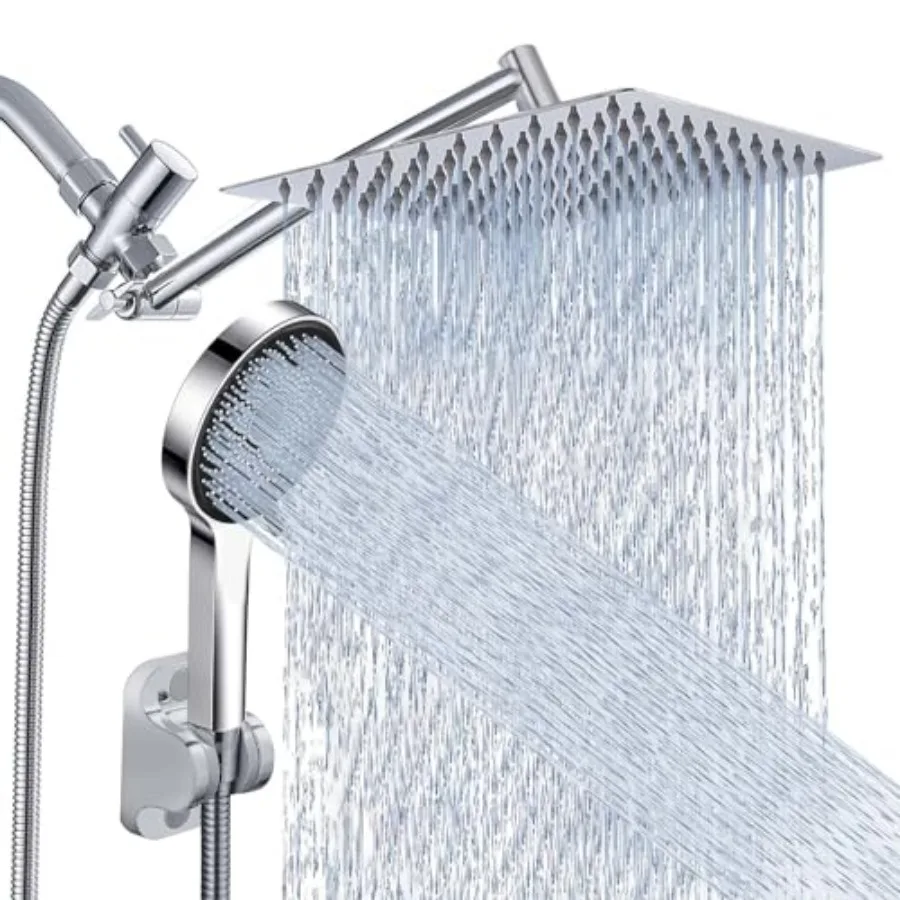 

Shower Head, Rain Shower Head with Handheld Spray Combo, 10 Inch Adjustable High Pressure Rainfall Shower Head, Dual Showerhead