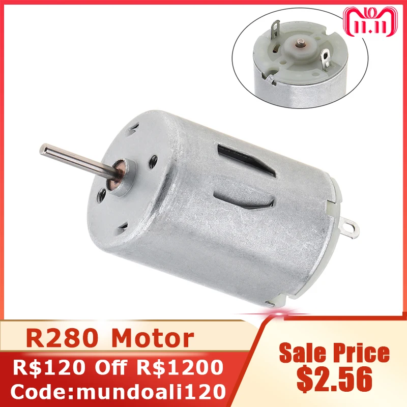 R280 High Torque High RPM DC Motors 6-24V 19800RPM for DIY Toys Mini Fans Juicer Water Pump Beauty Instrument