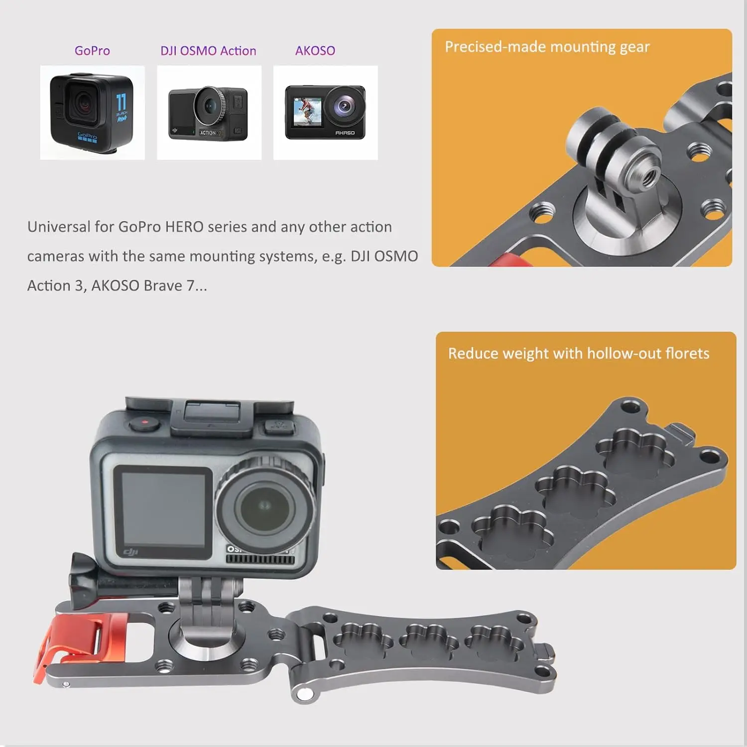 NICEYRIG Backpack Mount Clamp for GoPro Hero 11/10/9/8/7/6 DJI Osmo Action 4, Universal Metal Backpack Strap Mounting Clip view 2