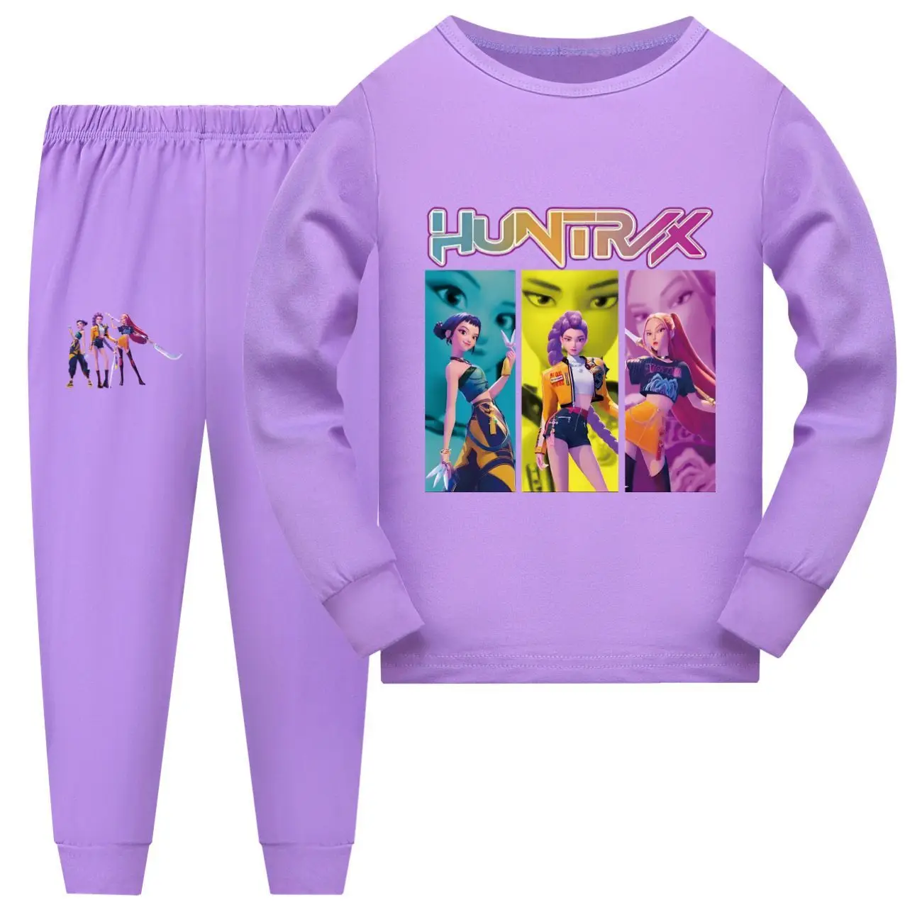 Anime KPop Demon Hunters Children's Popular Pure Cotton Pajamas Cartoon Cute Print Fashion Warm Two-piece Set Parent Child Gift