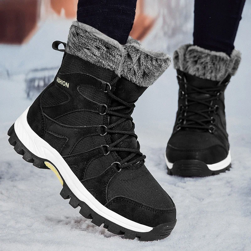 

High Boots Woman Fashion Winter Work Cotton Shoes Thick Soled Anti Slip Outdoor Warm Casual Hiking Snow Boots Boots Womans 2024