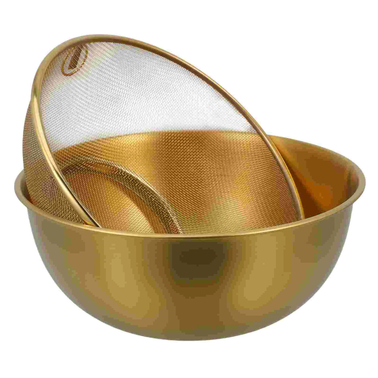 

Colander Stainless Steel Drain Basket Kitchen Basin Rice Washing Artifact Fruit Vegetable Filter Machine Strainer Golden Bowl