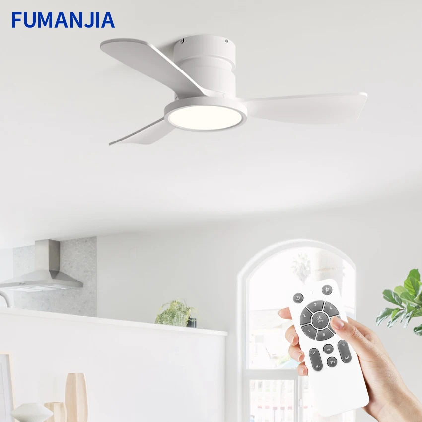 36inch Modern DC Motor Ceiling Fan with Remote Control 6-Speed Dimmable LED Light 18W Tri-Color 110-240V Silent Inverter Fan