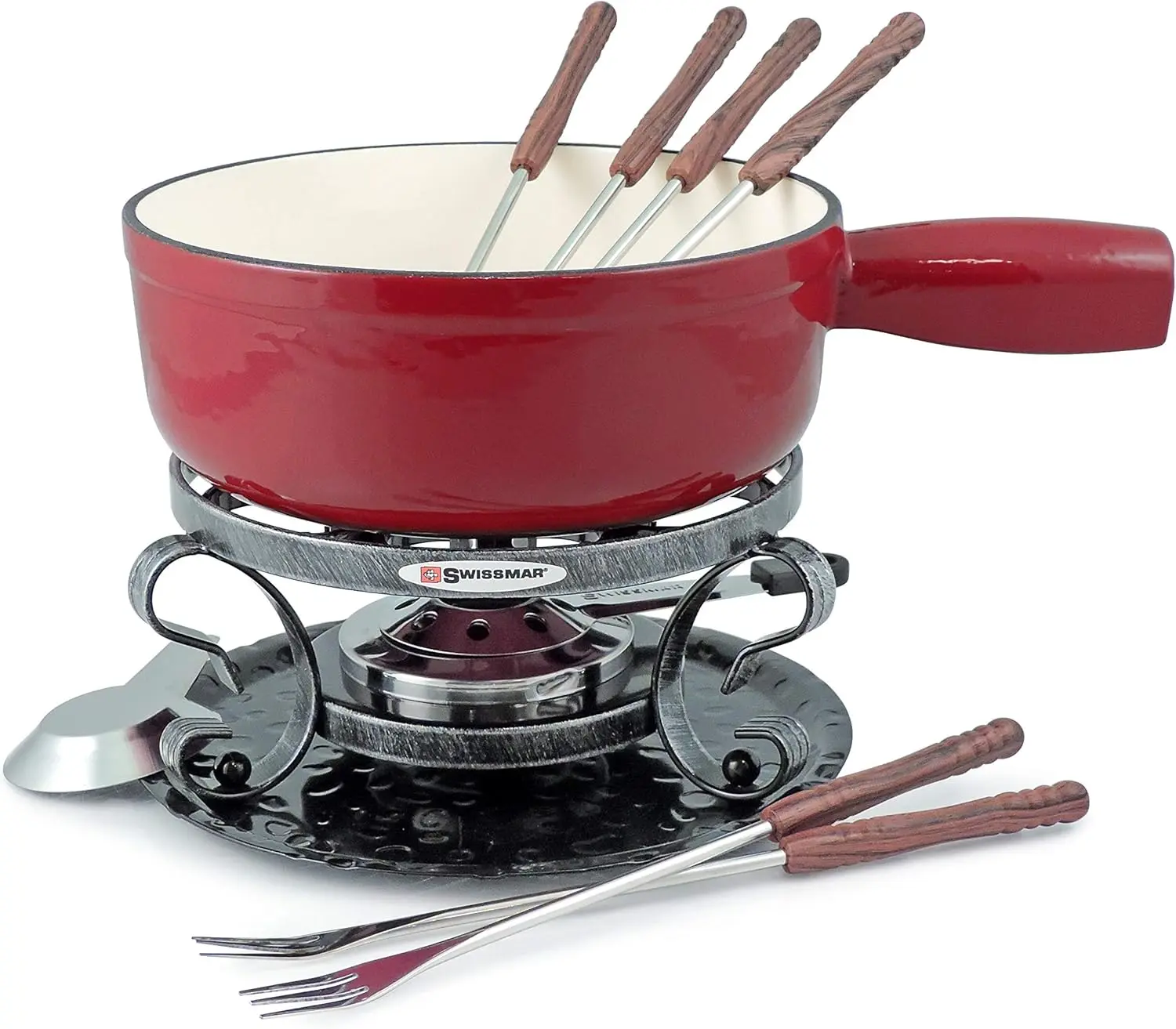 

KF-66517 2-Quart Cast Iron Cheese Fondue Set, 9-Piece, Cherry Red