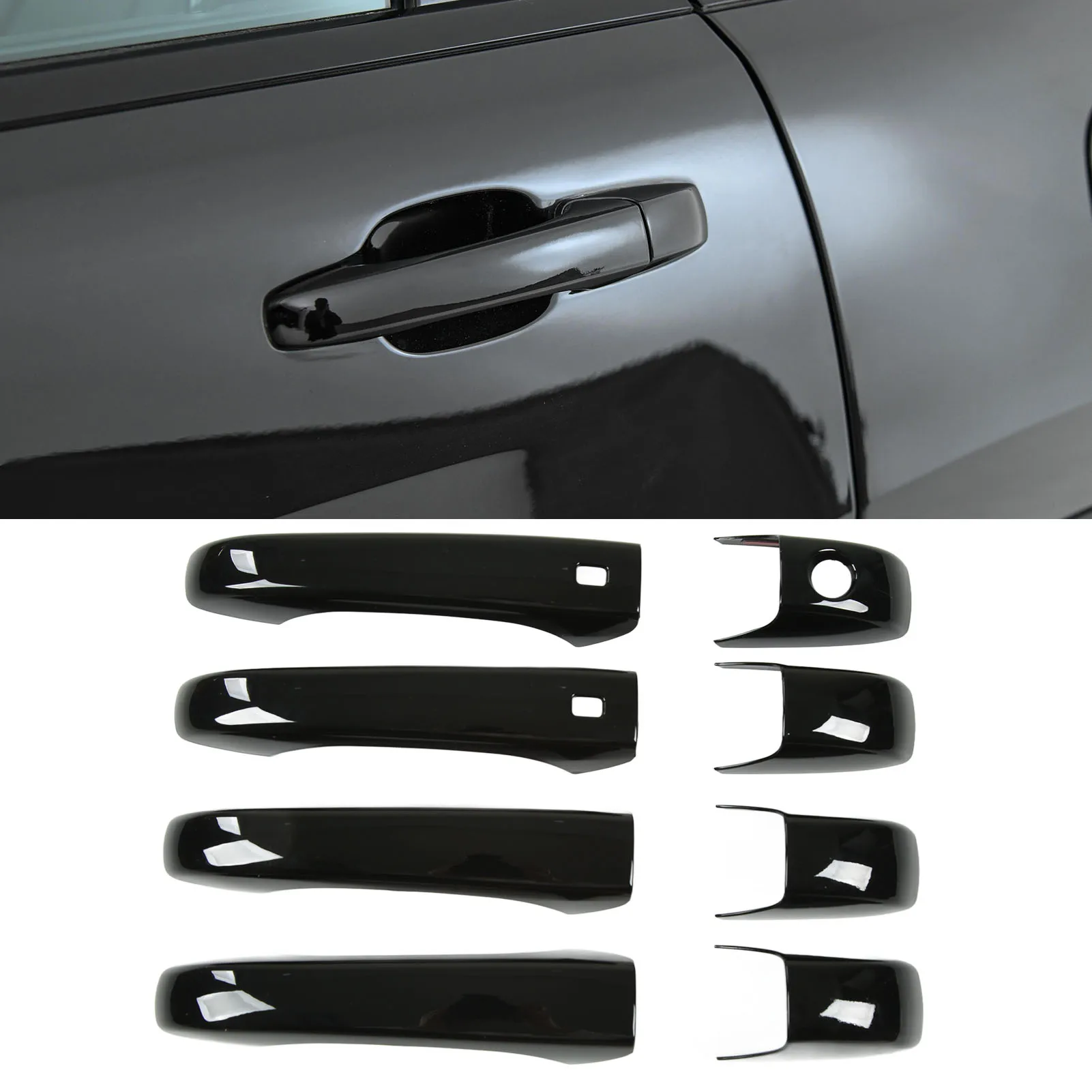 

Car Outside Exterior Door Handle Cover Trim Protector Glossy Black Replacement for Jeep Grand Cherokee WK2 WL 2011‑2022