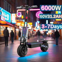 T90 E-Scooters 6000W Motor 60V31.2AH Battery Full Suspension Electric Scooter Off-Road 13-Inch Tire Hydraulic Brake E-Scooter