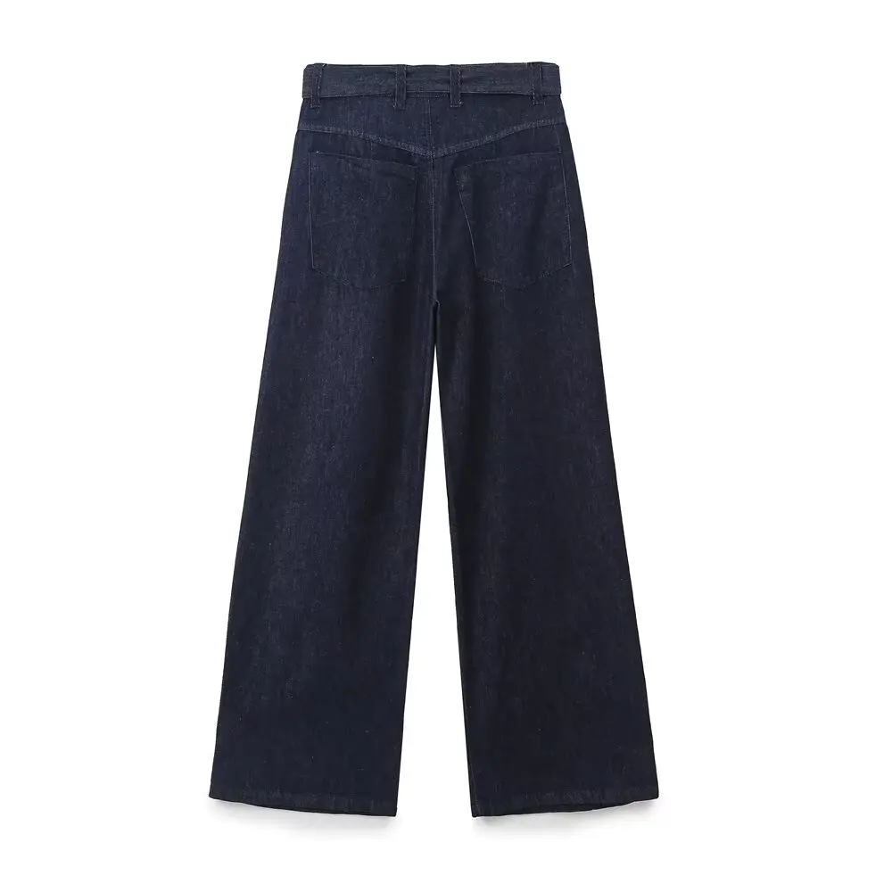 Jenny&Dave French Fashion Ladies Jeans Trousers Minimalist Waistband Loose Jeans Women High Waist Vintage Denim Pants Women