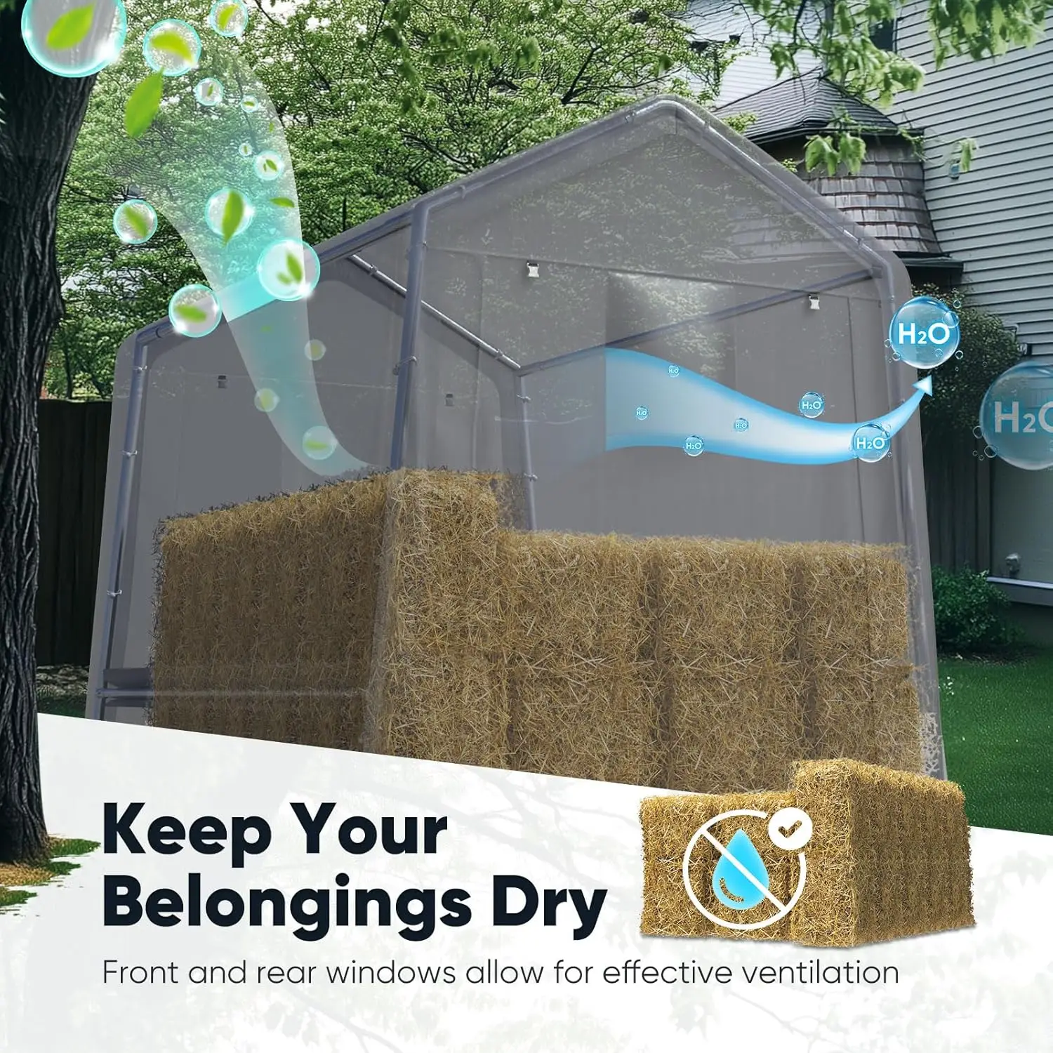 Namiot garażowy Quictent Heavy Duty 6x8FT z rolowanymi oknami z siatki i wzmocnioną ramą, przenośny baldachim garażowy na motocykl