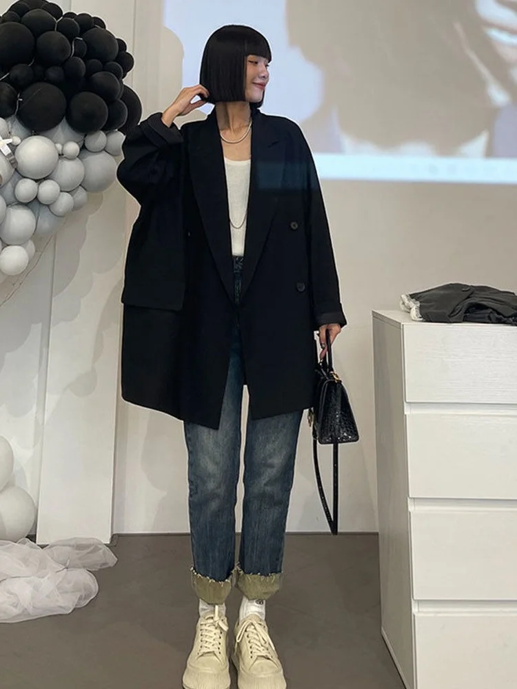 

Большой размер, костюм Bla Jaet, женский свободный повседневный костюм, весна-осень, дизайн больших размеров, Sensation Fat MM, верхняя одежда большого кода