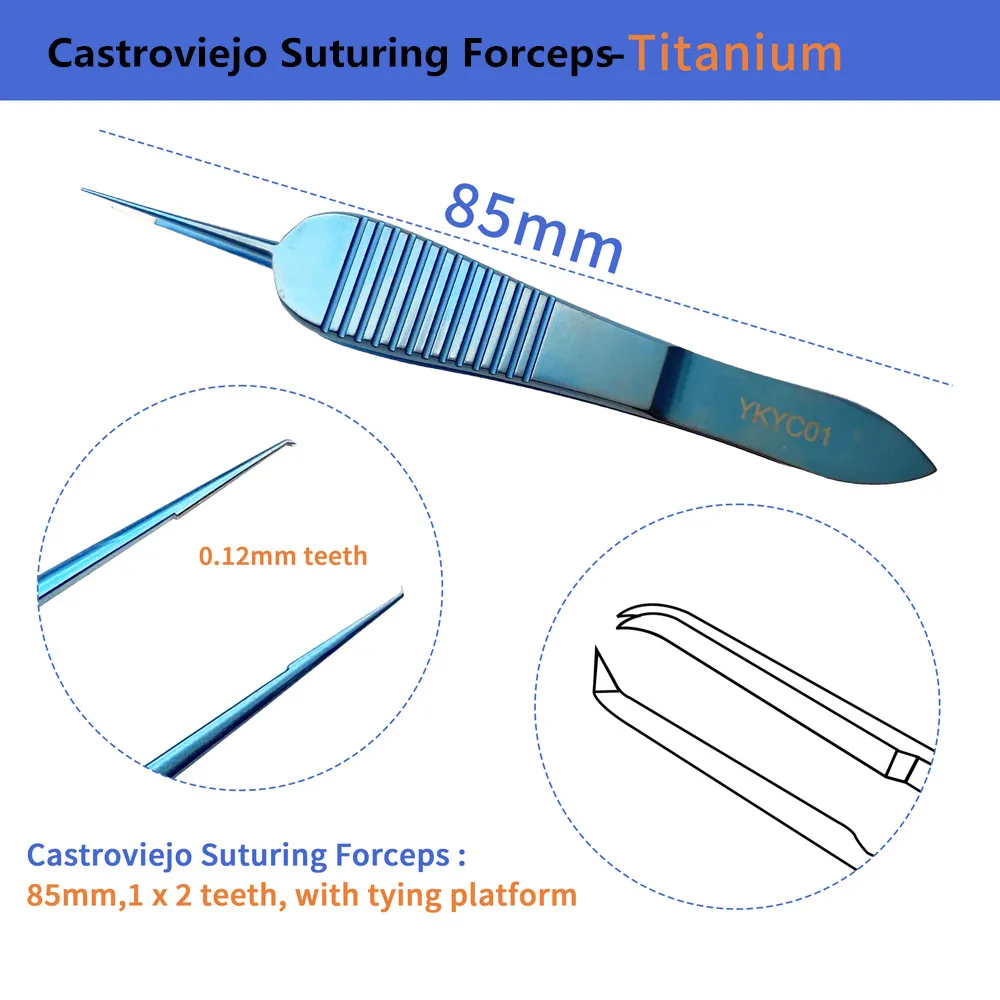 Titan Ophthalmic Colibri Beaked Fine Pierse Tips Bindezange mit Plateau-Augenchirurgieinstrument Zahnzange