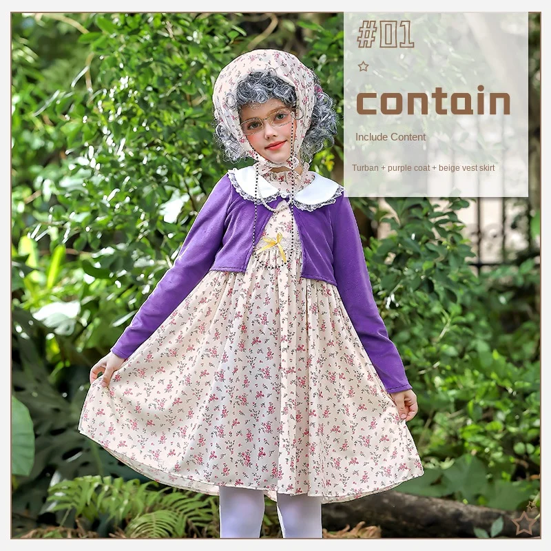 Karnevalskinderkostüm Zurück zur Schule100Oma-Kostüm Lustiges OutfitcosOma's Blumenkleid