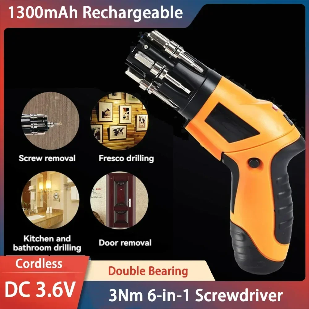 1300mAh 3.6V Cordless Electric Screwdriver Double Bearing Folding Wireless Rechargeable Screwdriver Hand Drill Screw Driver