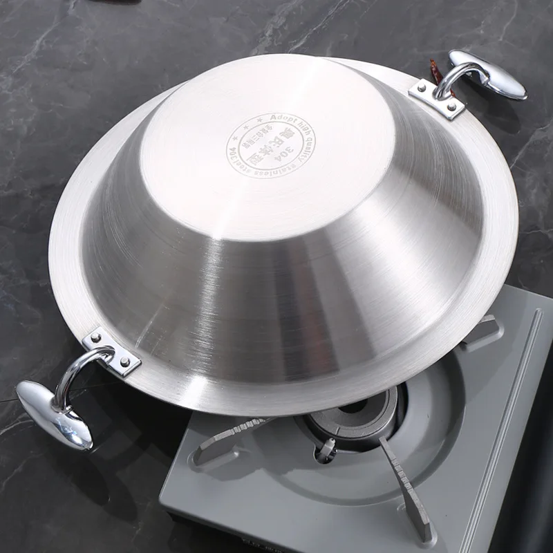 Commercial food grade old-fashioned hot pot induction cooker thickened three-layer bottom soup pot multi-person metal