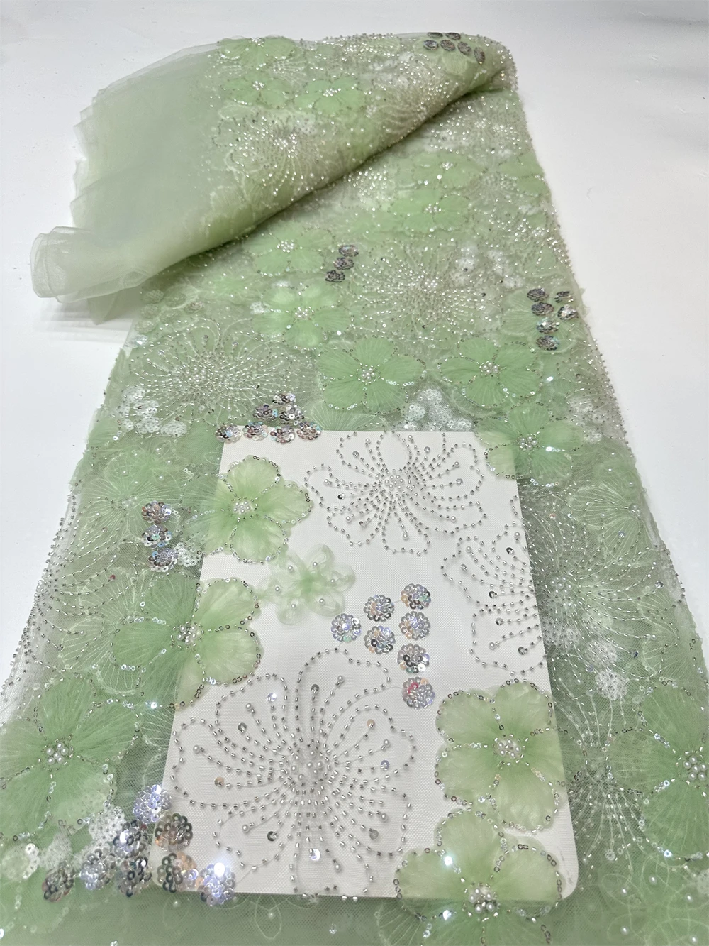 

African Lace Fabric 2026 Handmade Beaded Bridal Sequins Luxury Nigerian Embroidery High Quality for Wedding