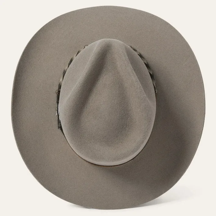 Sheepskin Hat with Leather Trim, Wool Fedora with Teardrop Top, Sheepskin Hat