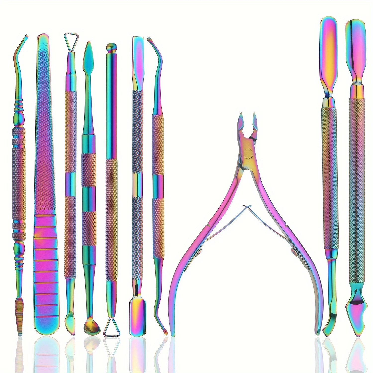 

4/10 pcs Stainless Steel Nail Cuticle Pusher Nail Art Files UV Gel Polish Remove Manicure Care Groove Clean Tool Nail Manicure &