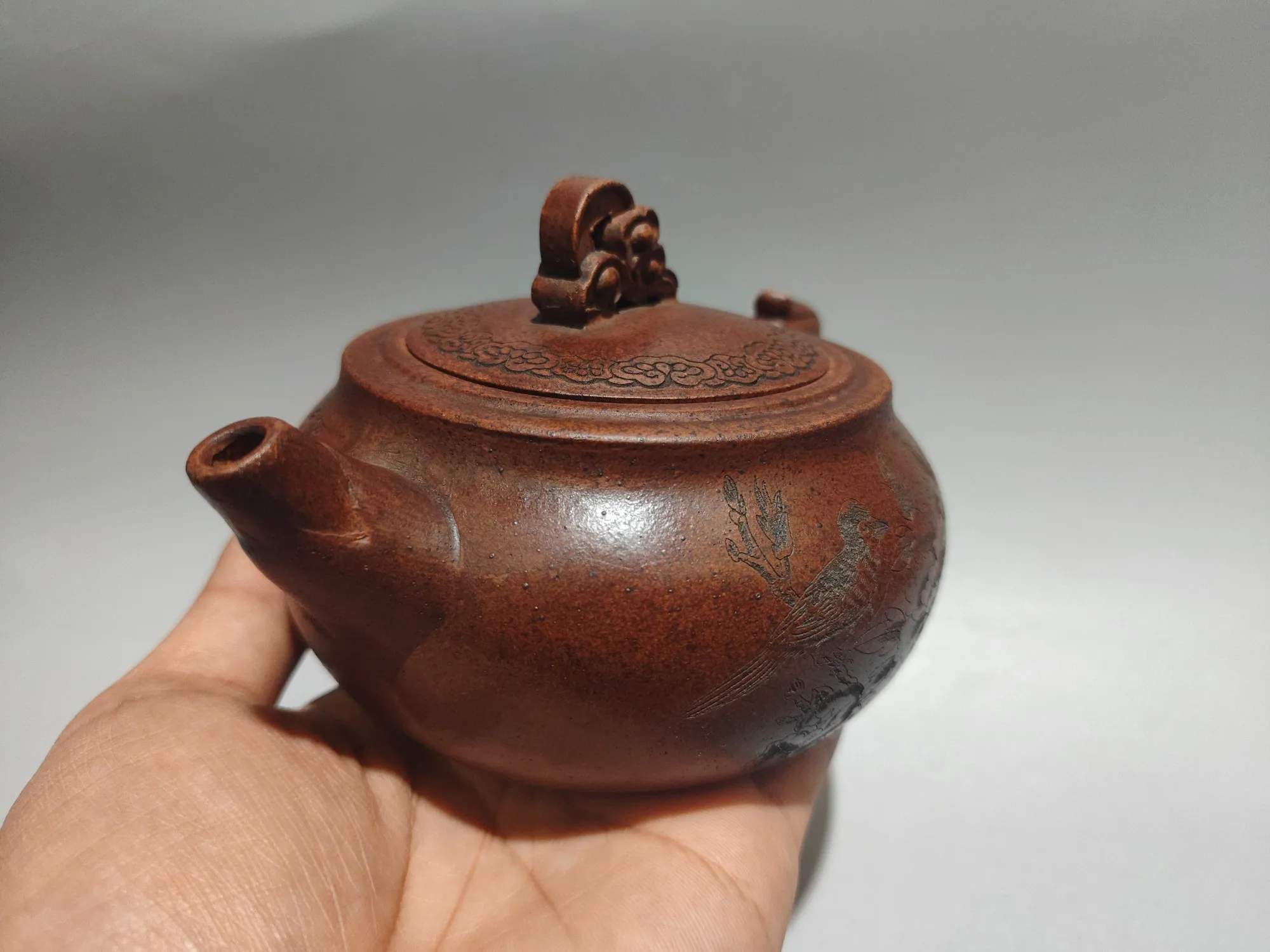 Yixing Teapot Purple Clay Pot Lingzhi Cover High relief sculpture Crane and Lotus Pattern Teapot Kettle Tasting tea ceremony