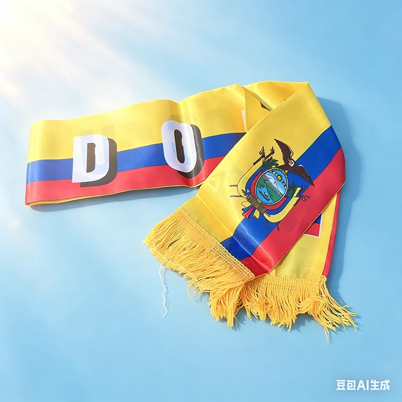 Bandera Z-ONE 14x130cm, Bufanda de Ecuador, Bufandas con Borlas para el Día Nacional de Ecuador, para Fútbol, Utilizadas para Decoración de Eventos
