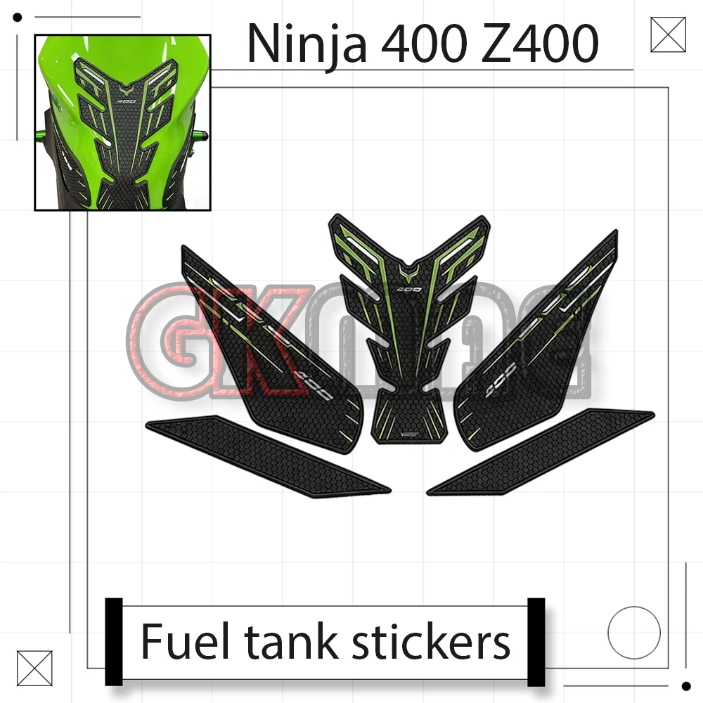 New For Kawasaki Ninja 400 Z400 Motorcycle Modified PVC Rubber Fuel Tank Sticker Anti-slip Stickers Decorative Fishbone Sticker