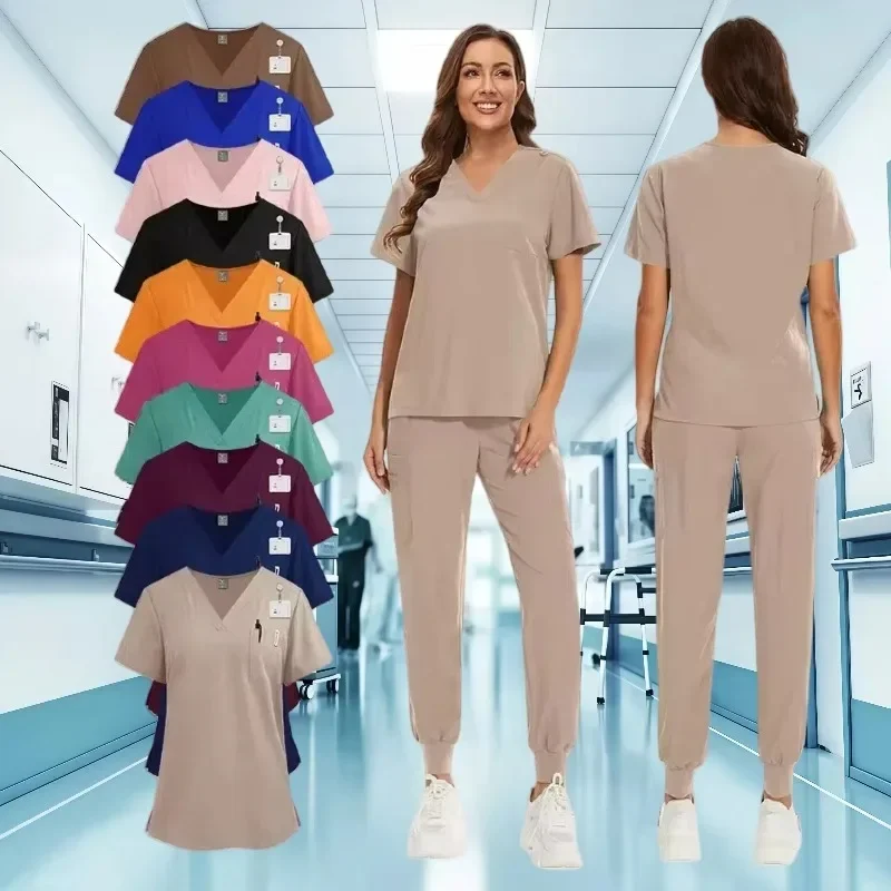 Traje exfoliante Multicolor para clínica de mascotas, ropa de trabajo para cirugía médica para mujer, conjunto exfoliante, Tops de manga corta + Pantalones, uniforme para enfermería