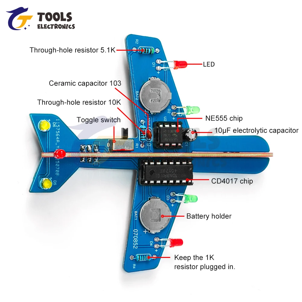 

DIY Electronic Kit LED Flow Light Aircraft Model Kit DIY Electronic Welding Practice Kit Electronic Science Assembly Kit