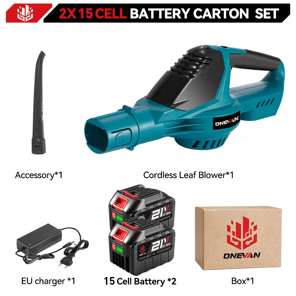 ONEVAN 5500W Borstelloze Elektrische Luchtblazer Draadloze Bladblazer Bladeren Sneeuw Stof Schoonmaken Tool Fit Voor Makita 18V batterij Pins